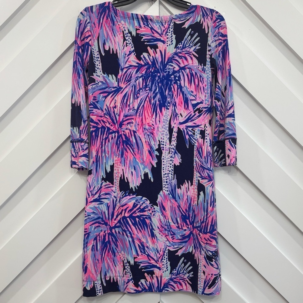 Lilly Pulitzer Womens Sophie Dress Size XS In Palms Up Purple Navy - Picture 2 of 5